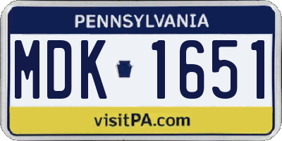 PA license plate MDK1651