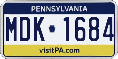 PA license plate MDK1684
