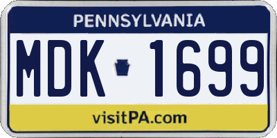 PA license plate MDK1699