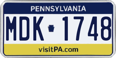 PA license plate MDK1748