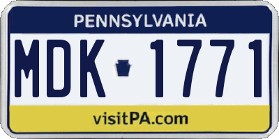 PA license plate MDK1771
