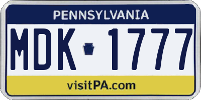 PA license plate MDK1777