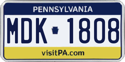 PA license plate MDK1808