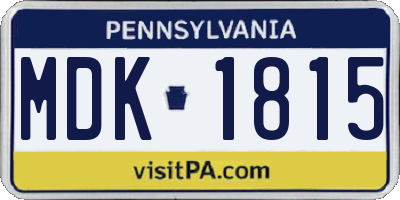 PA license plate MDK1815