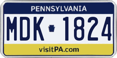 PA license plate MDK1824