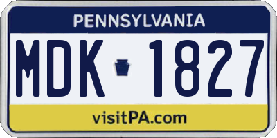 PA license plate MDK1827
