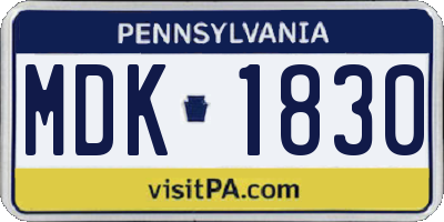PA license plate MDK1830