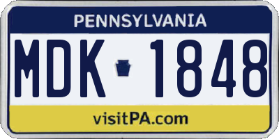 PA license plate MDK1848