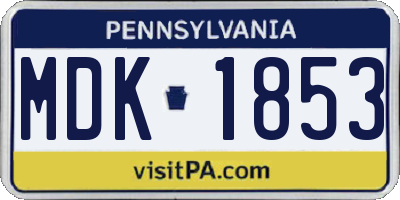 PA license plate MDK1853