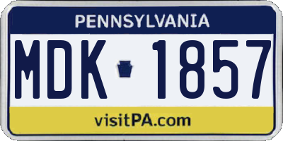 PA license plate MDK1857