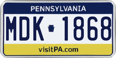 PA license plate MDK1868