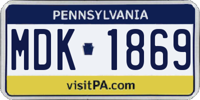 PA license plate MDK1869