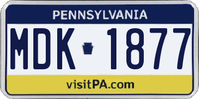 PA license plate MDK1877