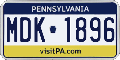 PA license plate MDK1896