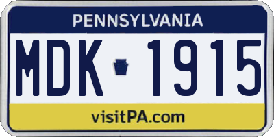 PA license plate MDK1915