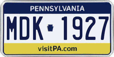 PA license plate MDK1927