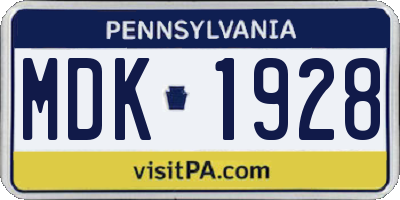 PA license plate MDK1928