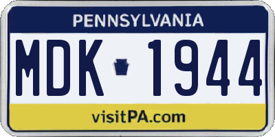 PA license plate MDK1944