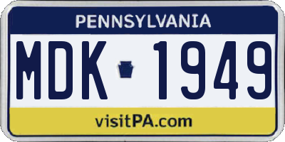 PA license plate MDK1949