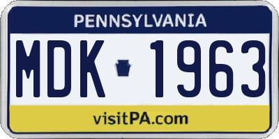 PA license plate MDK1963
