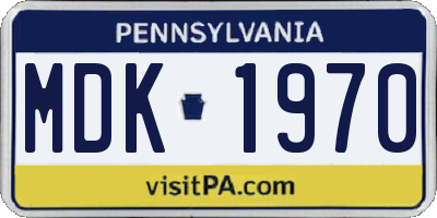 PA license plate MDK1970