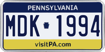 PA license plate MDK1994