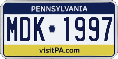 PA license plate MDK1997