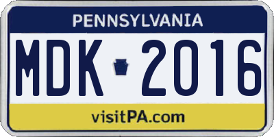 PA license plate MDK2016