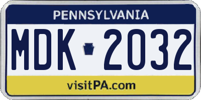 PA license plate MDK2032