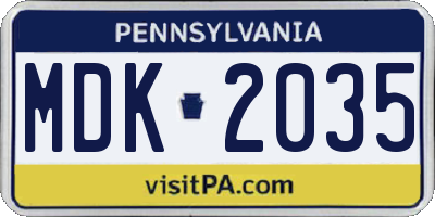 PA license plate MDK2035