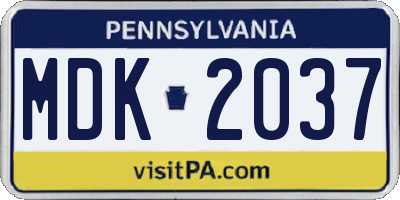 PA license plate MDK2037