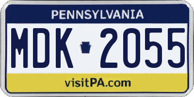 PA license plate MDK2055