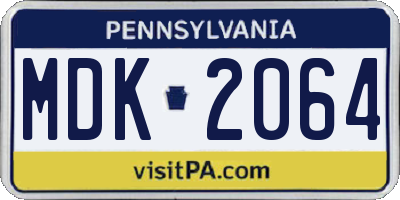 PA license plate MDK2064