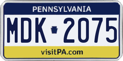 PA license plate MDK2075