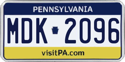PA license plate MDK2096
