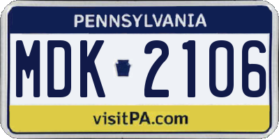 PA license plate MDK2106