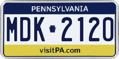 PA license plate MDK2120