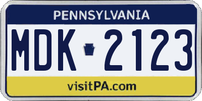 PA license plate MDK2123