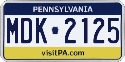 PA license plate MDK2125