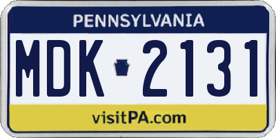 PA license plate MDK2131