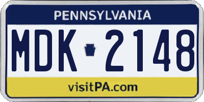 PA license plate MDK2148