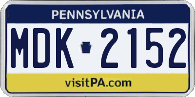 PA license plate MDK2152