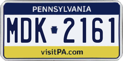PA license plate MDK2161