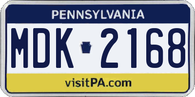 PA license plate MDK2168