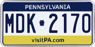 PA license plate MDK2170
