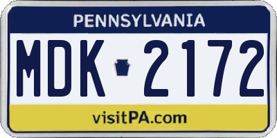 PA license plate MDK2172