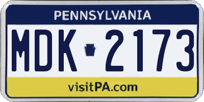 PA license plate MDK2173