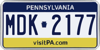 PA license plate MDK2177