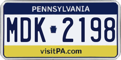PA license plate MDK2198