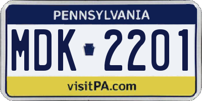 PA license plate MDK2201